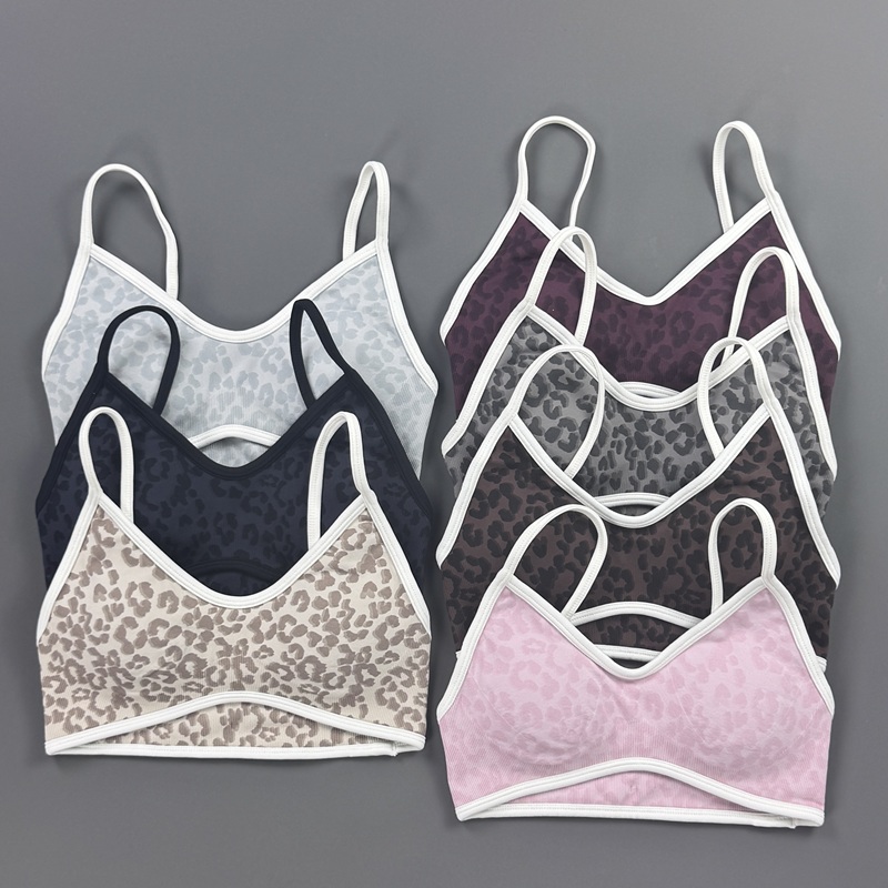 Yoga Fitness Exercises - Sport-BH für Damen mit Leopardenmuster, Dünnen