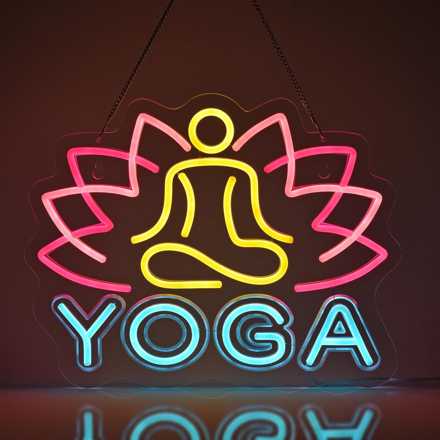 Yoga Fitness Rooms - Yoga-Neonschild, Neonlichter, Hängende Wandkunst-Dekoration für Zuhause,